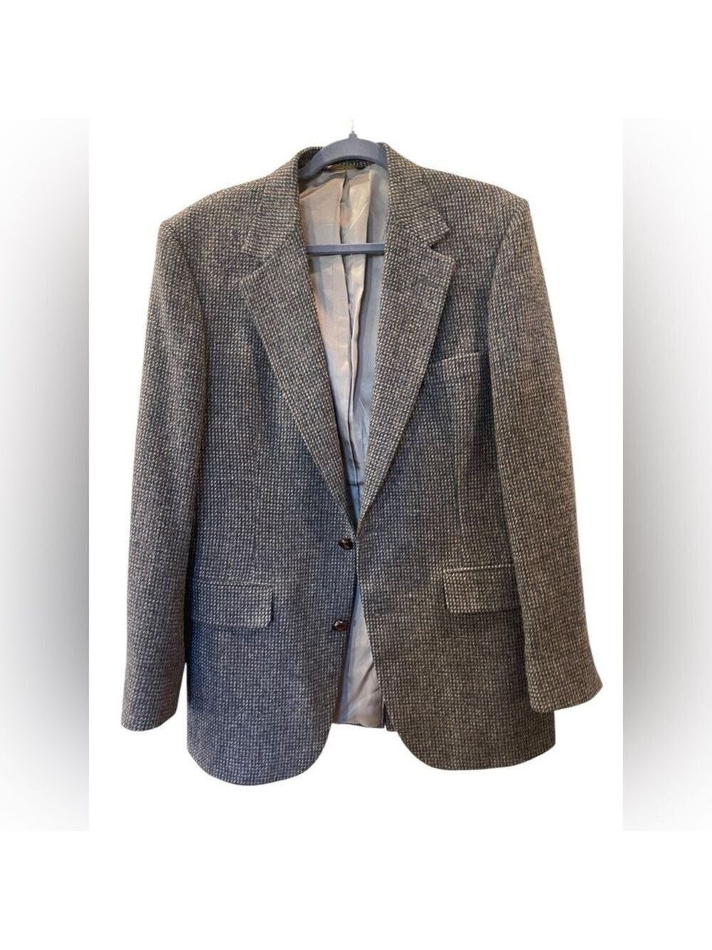 Vtg Allyn St. George Gray Fleck Tweed Wool Mens Blazer Sport Jacket Coat 38L